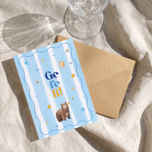 Wenskaart beer gefeli!