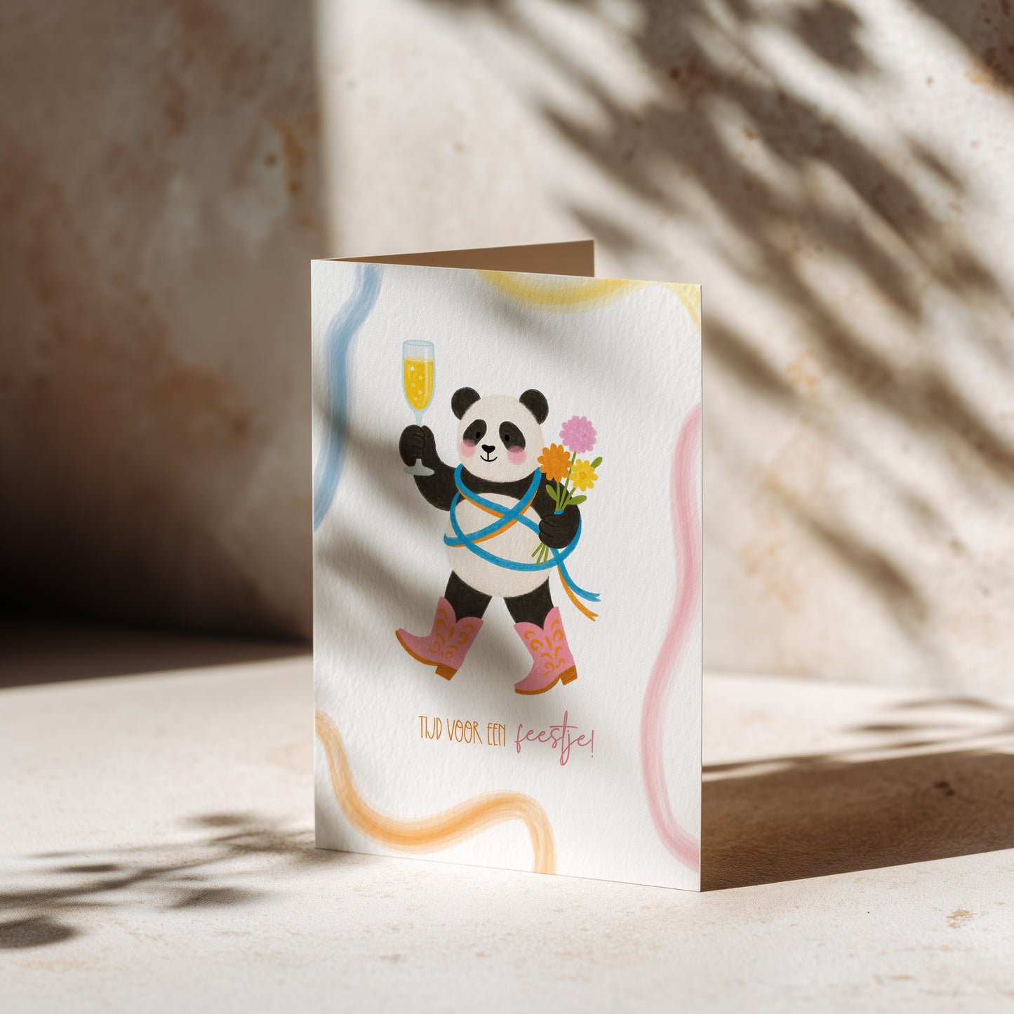Gevouwen kaart panda feestje