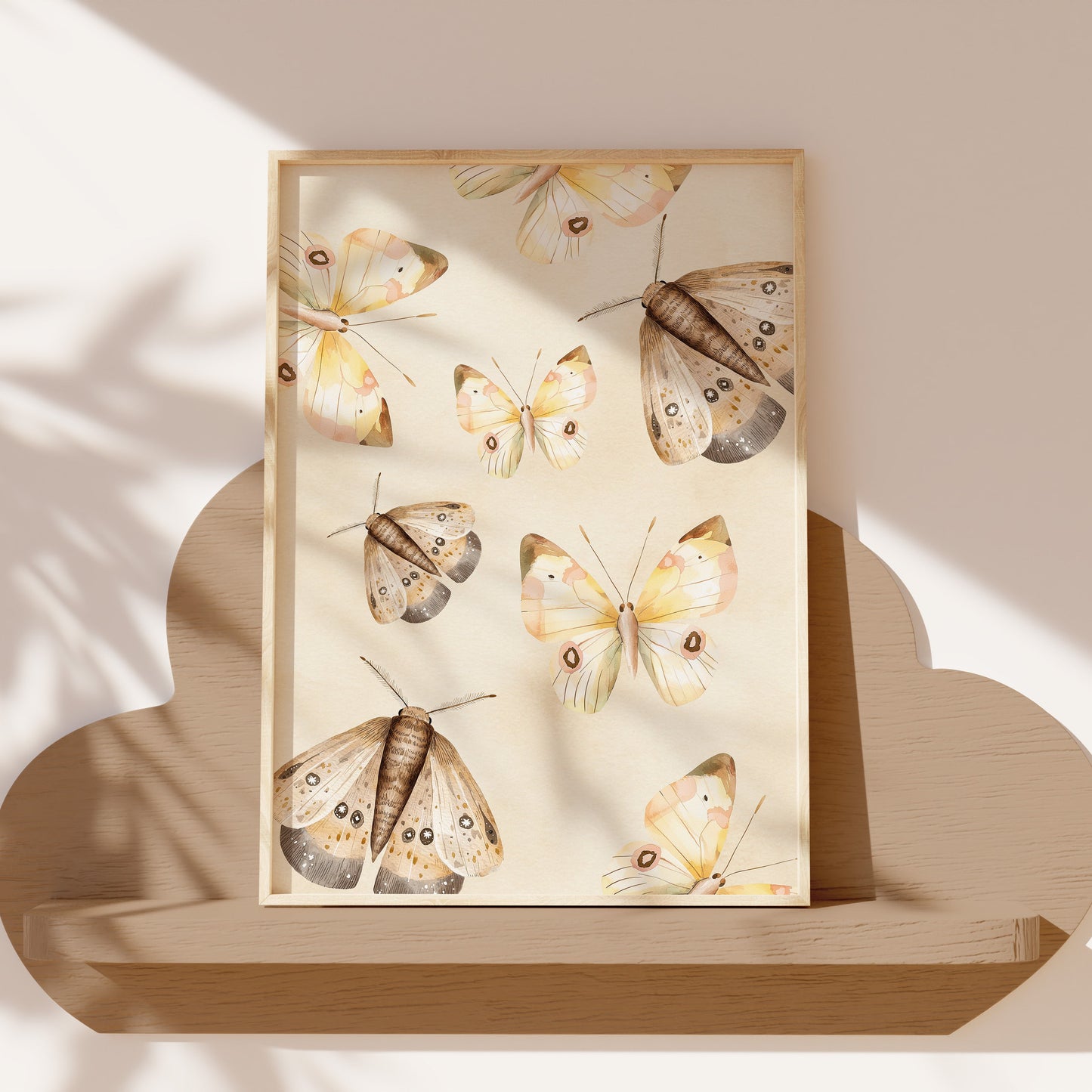 Poster vlinders beige