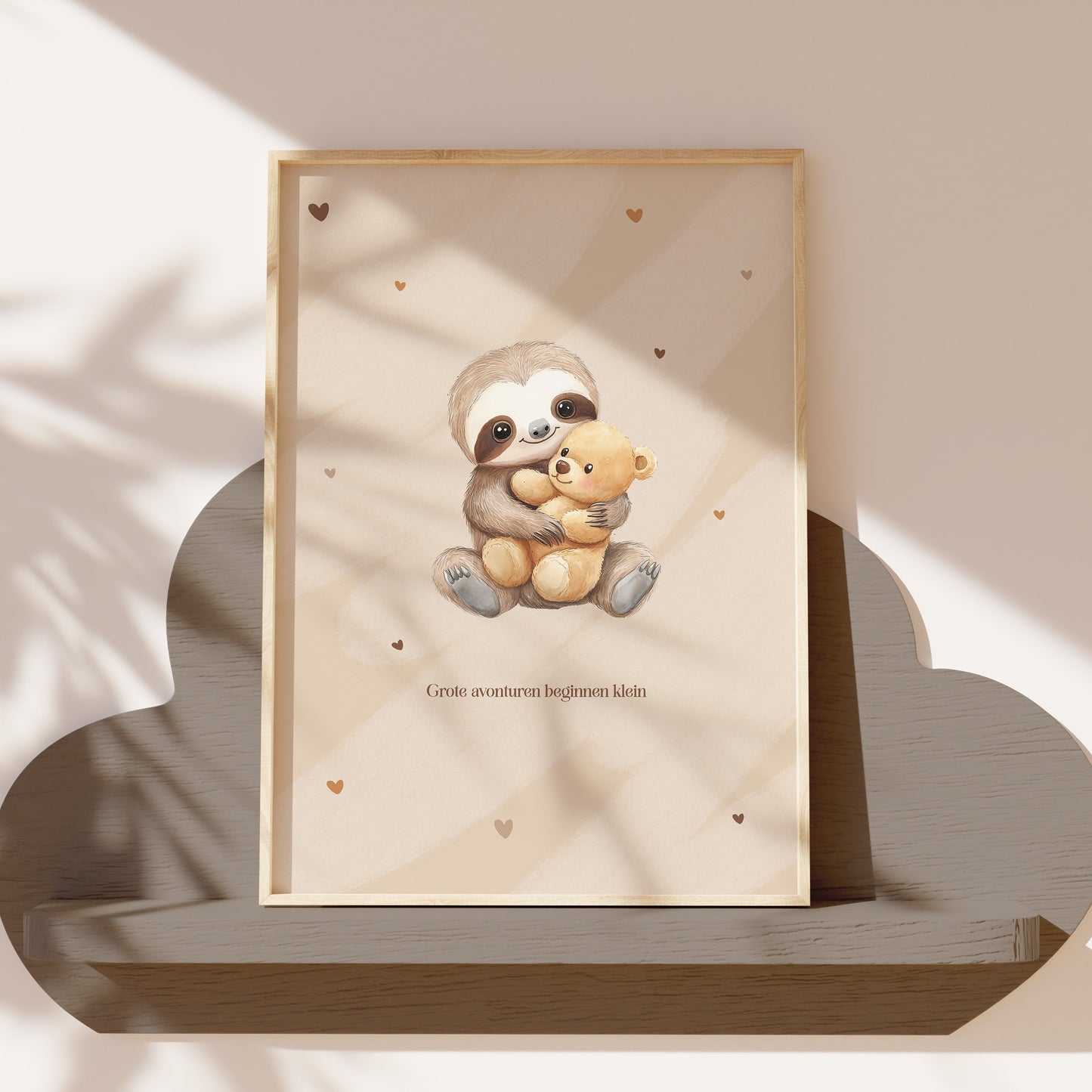 Poster luiaard met teddybeer