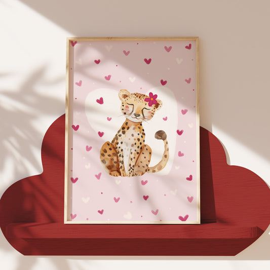 Poster luipaard roze