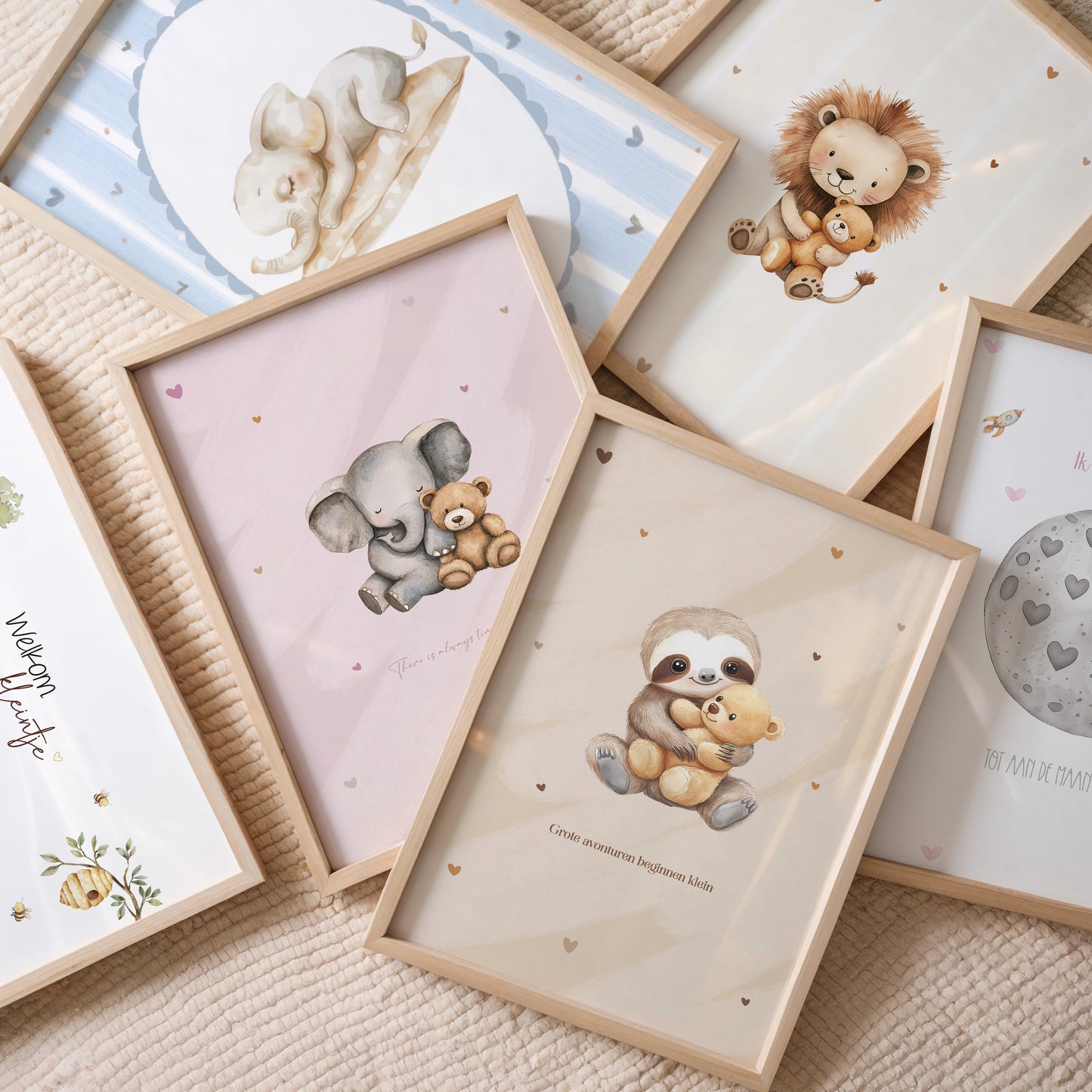 Poster luiaard met teddybeer