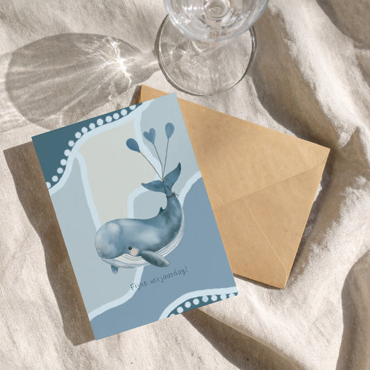 Kaart verjaardag walvis blauw